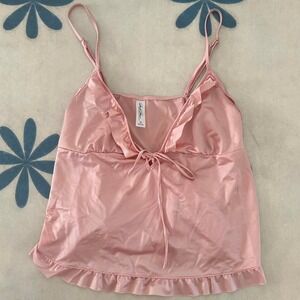Y2K baby pink ruffle babydoll cami